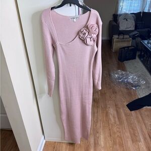 Madden Girl Pink Long Sleeve Bateau Sweater Dress
